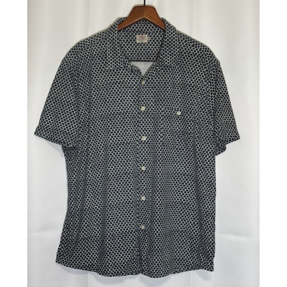 Faherty Sunwashed Knit Shirt Button Down Mens XXL Blue Wave Resort Travel Beach
